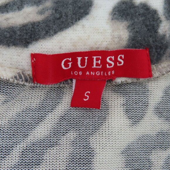 GUESS Womens Small Gray Fuzzy Leopard Animal Print Long Sleeve Open Front Duster - Picture 5 of 10